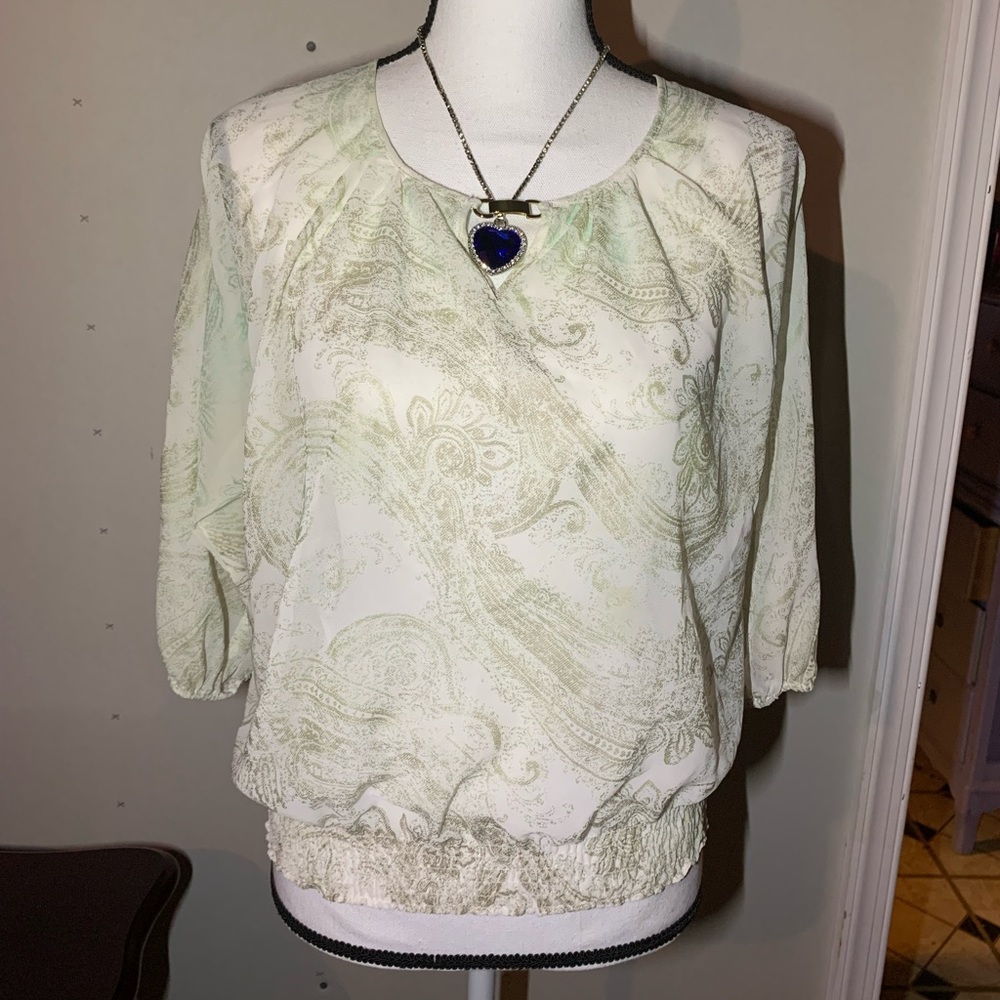 Rafaella Petite Cream Sheer Blouse